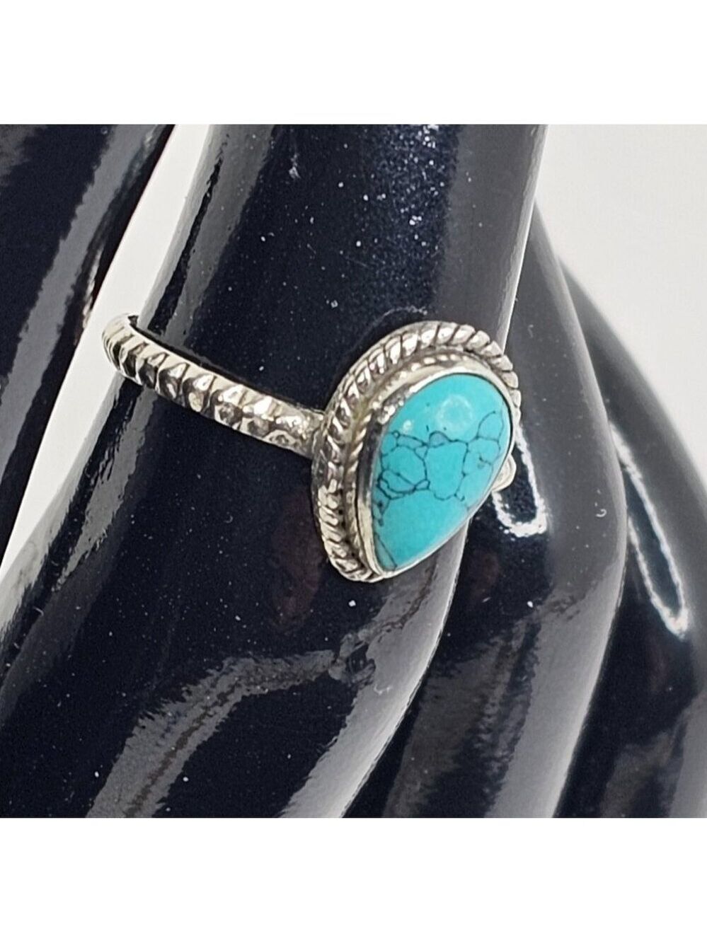 Sterling Silver Ring With Faux Turquoise Stone 925